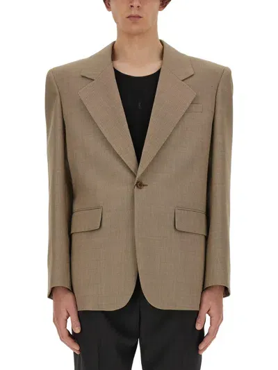 Saint Laurent Wool Suit Jacket In Beige