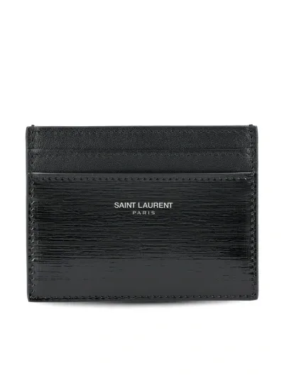 Saint Laurent Paris Card Case In Black