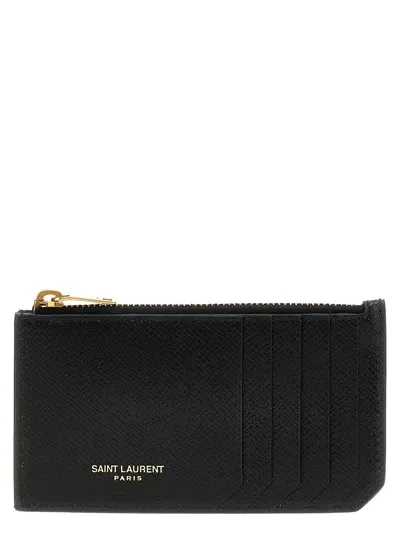 Saint Laurent Paris Fragments Card Holder In Black