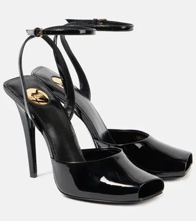 Saint Laurent Patent Leather Mules In Black