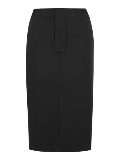 Saint Laurent Pencil Skirt In Silk Crêpe De Chine In Black