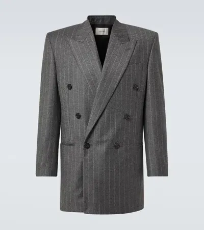 Saint Laurent Pinstripe Wool And Cashmere Blazer In Gray