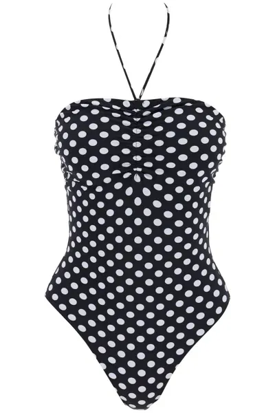 Saint Laurent Polka Dot One-piece Swims In Black