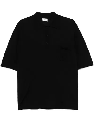 Saint Laurent Logo-embroidered Polo Shirt In Black