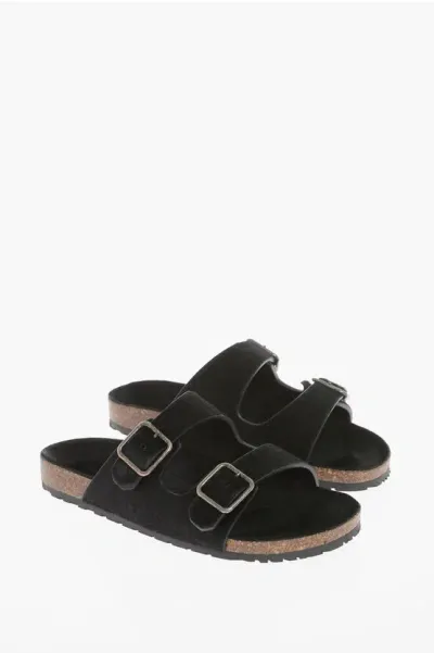 Saint Laurent Pony-fur Double Band Sandals With Buckle