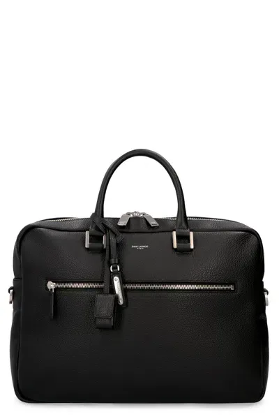 Saint Laurent Sac De Jour Briefcase In Grained Leather In Black