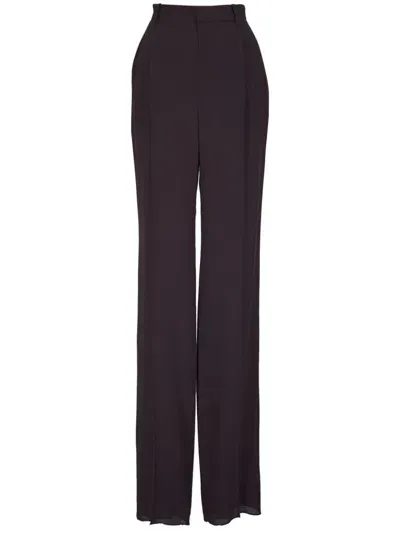 Saint Laurent Pressed-crease Straight Trousers In Chocolat