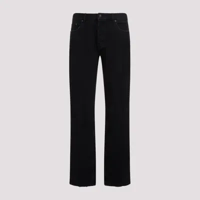 Saint Laurent Baggy Cotton Denim Jeans In Black