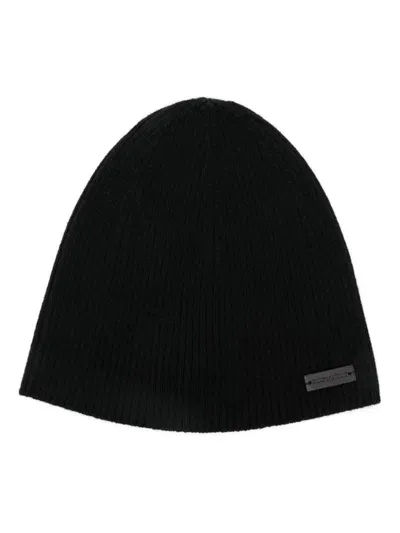 Saint Laurent Ribbed Beanie In Black