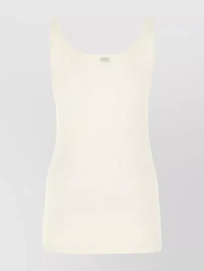 Saint Laurent Ribbed Scoop Neck Sleeveless Tank Top In White