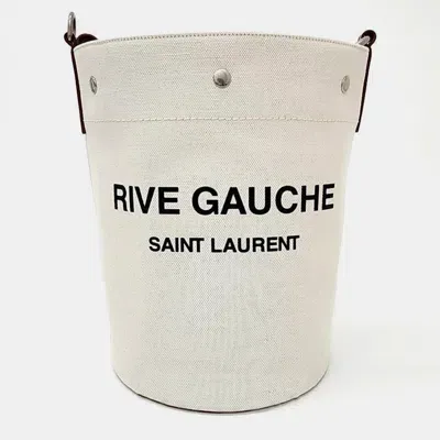 Pre-owned Saint Laurent Rive Gauche Bucket Bag In White