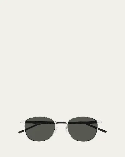 Saint Laurent Round Metal Sunglasses In Silver