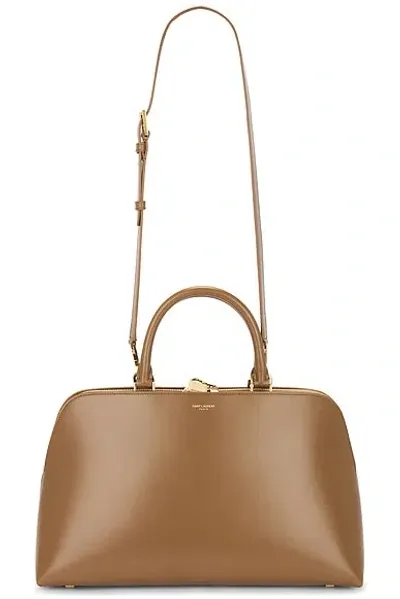 Saint Laurent Sac De Jour Leather Tote Bag In Dark Cork