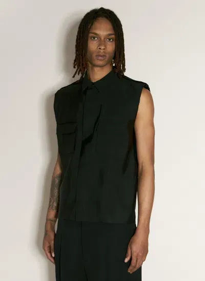 Saint Laurent Saharienne Sleeveless Shirt In Black