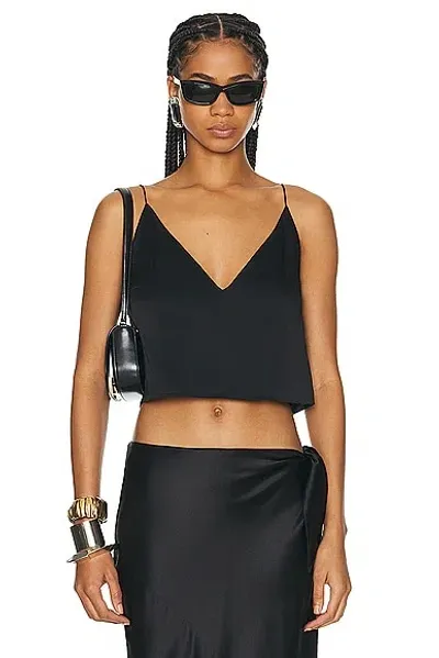 Saint Laurent Satin Cami Tank Top In Noir