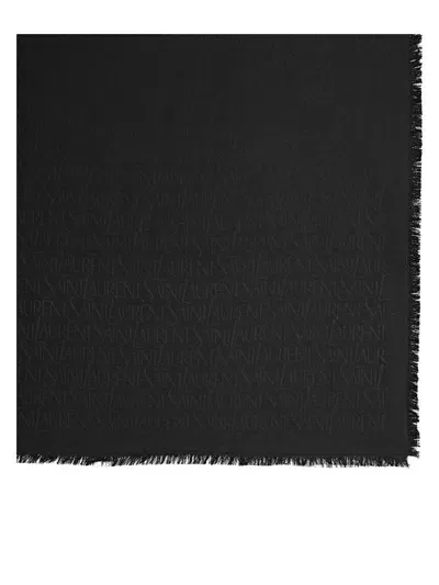 Saint Laurent Jacquard Large Scarf Accessories In Black