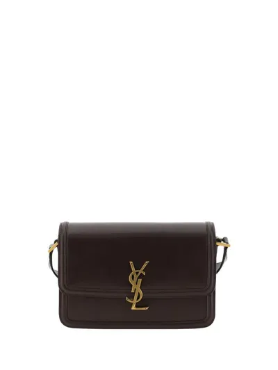 Saint Laurent Black Messenger Bag With Cassandre Detail In Smooth Leather