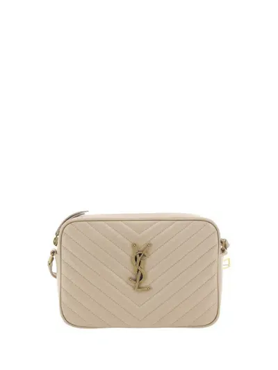 Saint Laurent Puffer Shoulder Bag In Dark Beige