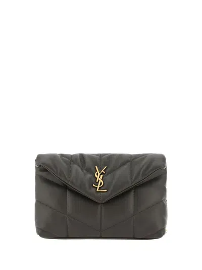 Saint Laurent Puffer Toy Quilted Shoulder Bag In Green