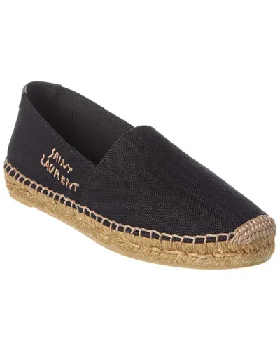 Saint Laurent Embroidered Canvas Espadrilles In Black