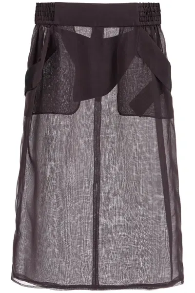 Saint Laurent Silk Chiffon Skirt In Brown