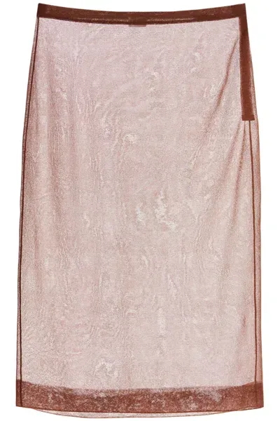 Saint Laurent Silk Knit Skirt In Pink