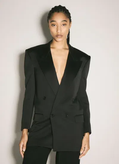 Saint Laurent Silk Tuxedo Blazer In Black