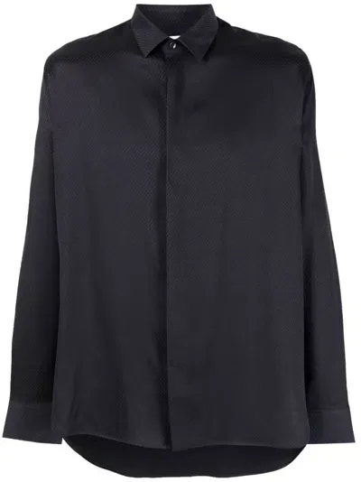 Saint Laurent Silk-wool Shirt In Blau