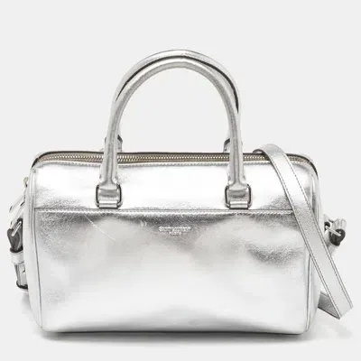 Pre-owned Saint Laurent Silver Leather Classic Baby Duffle Bag