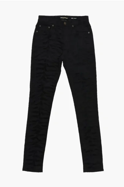 Saint Laurent Skinny Fit Denims With Jacquard Tiger Motif