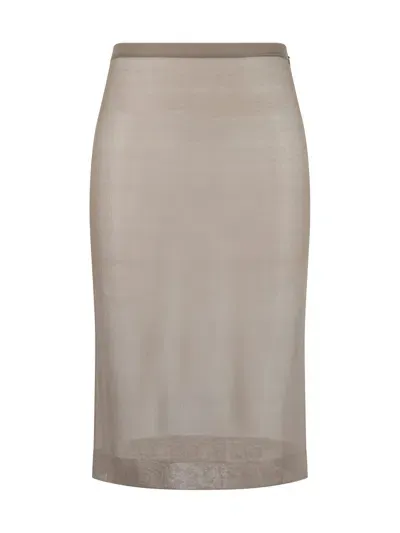 Saint Laurent Skirt In Gris Taupe