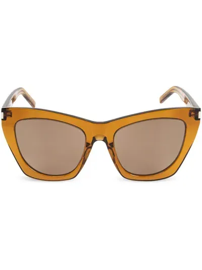 Saint Laurent Sl 214 Kate Cat Eye-frame Sunglasses In Brown