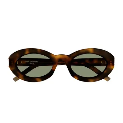 Saint Laurent Sl M136 002 Havana/green Sunglasses In Marrone