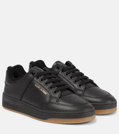 Saint Laurent Sl/61 Leather Sneakers In Black