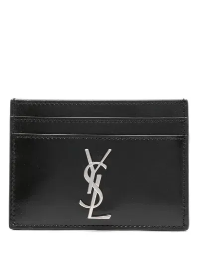 Saint Laurent Cassandre Card Holder In Black