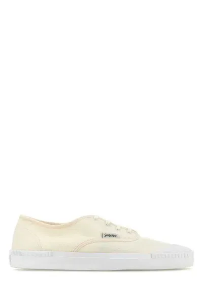 Saint Laurent Wes Canvas Sneakers In Milk