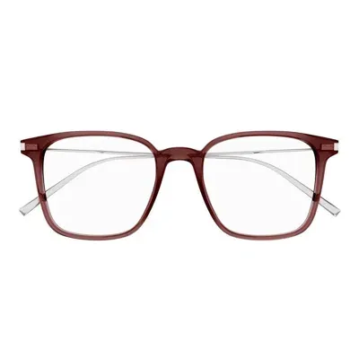 Saint Laurent Square Frame Glasses In 003 Brown Silver Transpar