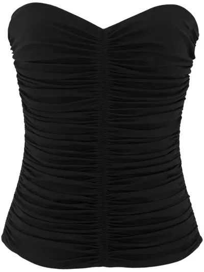 Saint Laurent Strapless Draped Top In Black