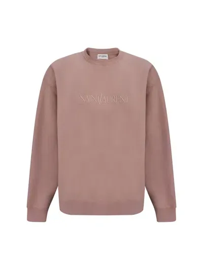 Saint Laurent Sweat Large Molleton Doux Gots In Nude Rose