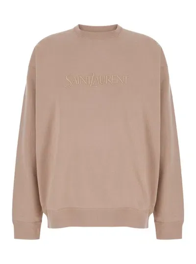 Saint Laurent Sweat Large Molleton Doux Gots In Pink