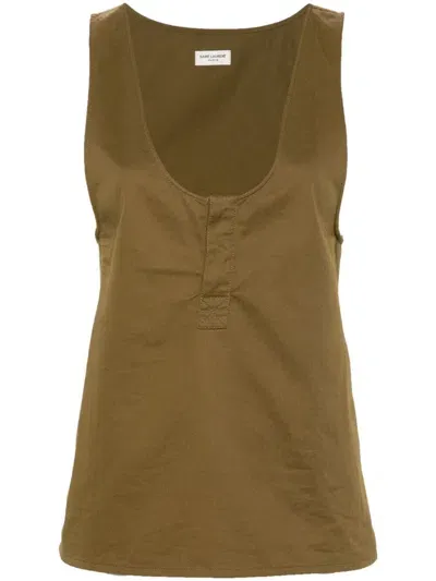 Saint Laurent Knit Tank Top In Noisette