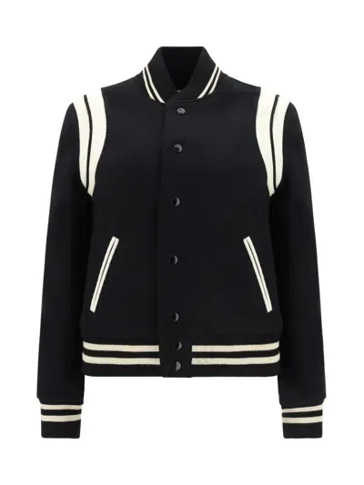 Saint Laurent Teddy College Jacket In Black