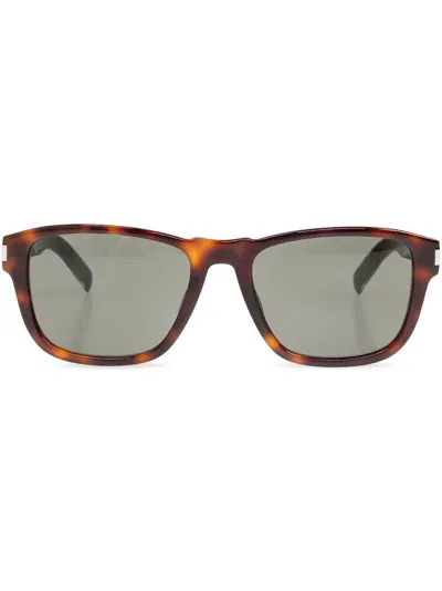 Saint Laurent Tinted Square Frame Sunglasses In Brown