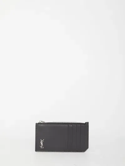 Saint Laurent Tiny Cassandre Fragments Cardholder In Black