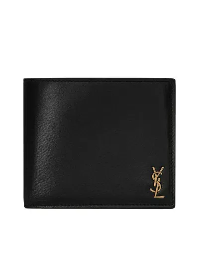 Saint Laurent Tiny Monogram East West Wallet In Black