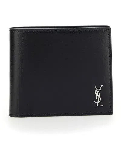 Saint Laurent Tiny Monogram East/west Wallet In Black