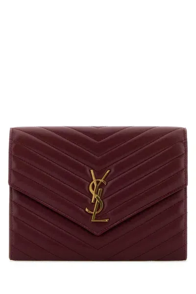 Saint Laurent Tiziano Red Nappa Leather Clutch In Newdarkbordeaux