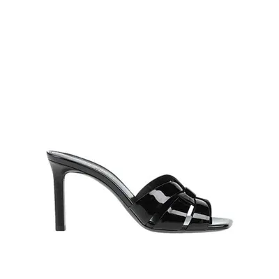 Saint Laurent Tribute Leather Heel Mules In Black