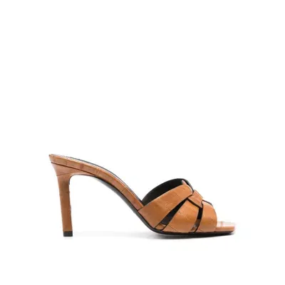 Saint Laurent Tribute Sandals In Brown