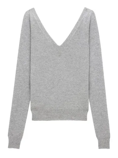 Saint Laurent V-neck Sweater In Cashmere In Grey